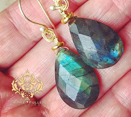 Green outlet labradorite earrings