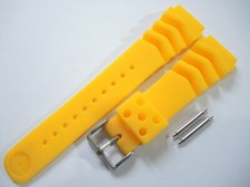 NEW 22MM YELLOW WAVE RUBBER STRAP Z22 LARGE DIVERS SKX007-009 / 7002-7001 WATCH