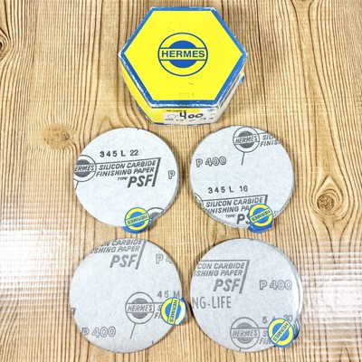 Hermes Silicon Carbide Finishing Paper 5'' Discs P 400 Grit PSF Long Life Sand