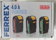 FERREX 20V Li-Ion 4.0A Battery Charger with U-LED, Black, For FERREX Tools, Aldi