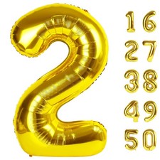 40 Inch Gold Number 2 Balloons Foil Digital Helium Number Balloons
