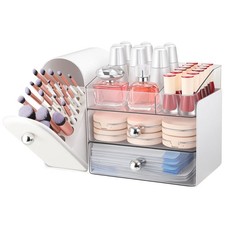 Makeup Organizer Vanity Organizer with Makeup Brush Holder, Skincare Storage
