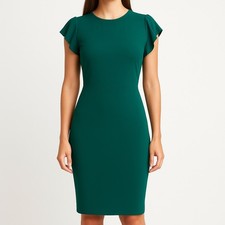 Reformation Marin Green iPencil Dress Sz 2 Cut out Back