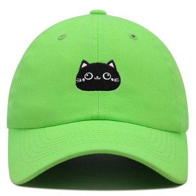 JPAK Black Cat Face Premium Dad Hat Premium Cotton Strapback Pet Animal Lover