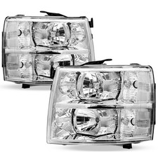 Chrome Headlights For 2007-2014 Chevy Silverado 1500 2500hd 3500hd Lhrh Sets
