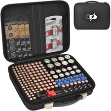 Battery Organizer Storage Case with 200+ Batteries (AA AAA D 9V Button), Port...