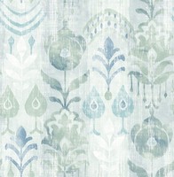 Fd27012_Terrasse Ikat Damask Weicher Enten-Ei Weiß Blau GrüN Fine Decor Tapete