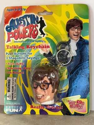 Vintage 1999 Austin Powers Talking Keychain Basic Fun #8420 Intl Man of Mystery
