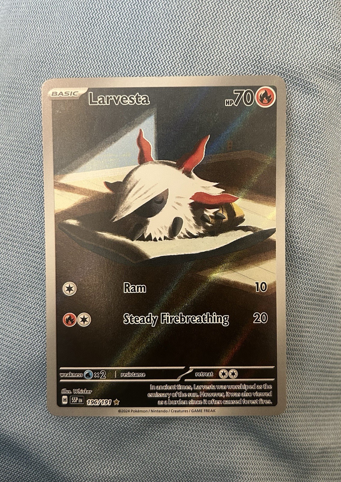 Pokémon TCG Larvesta 196/191 Surging Sparks Holo Illustration Rare 70 HP
