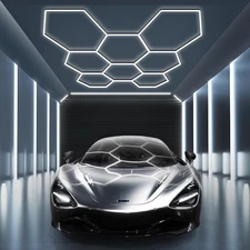 Hexagon Garage Light: Higher Brightness 38880 Lumens Honeycomb Garage Light, ...
