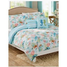 Coastal Queen Comforter Set w/shams throw pillows