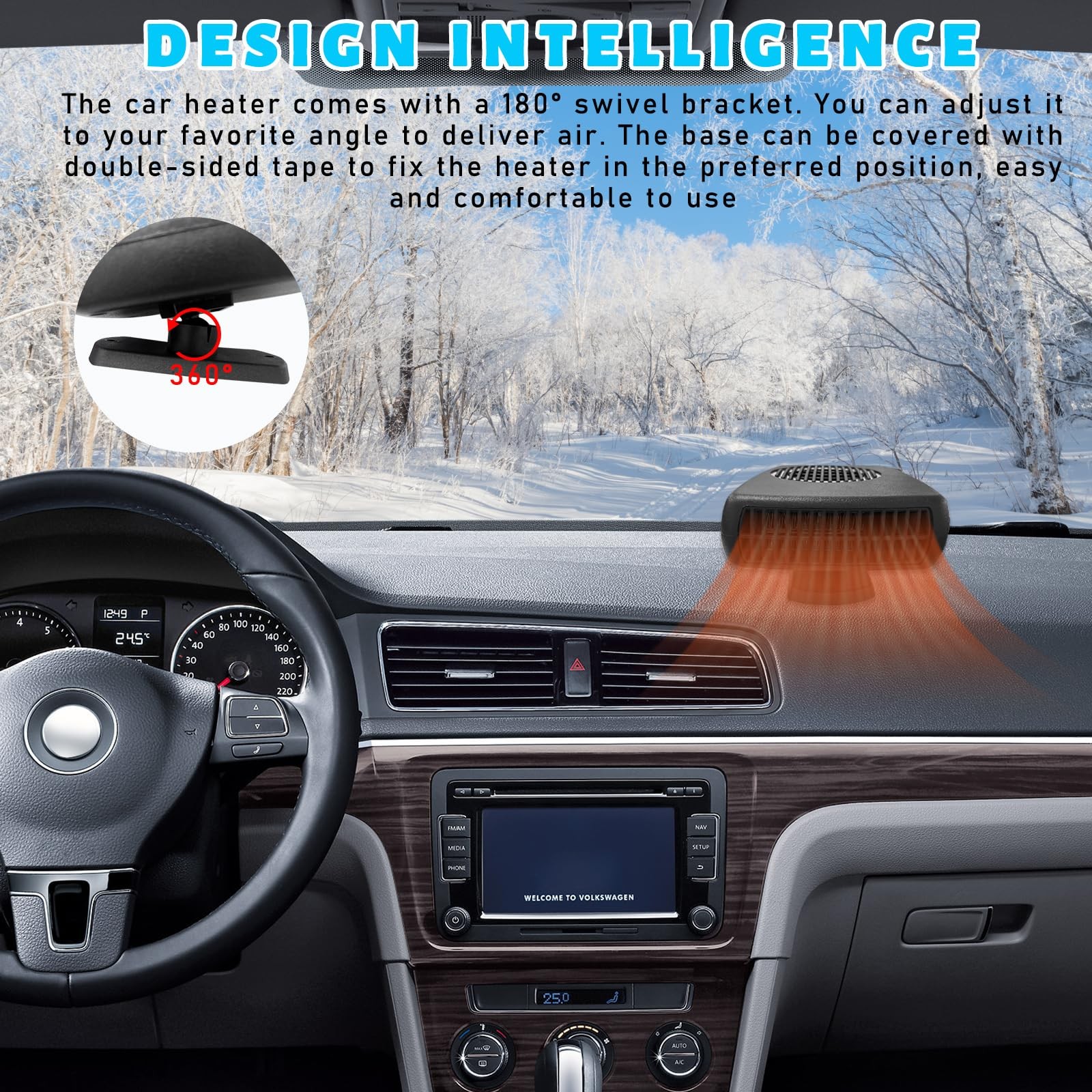 Car Heater, 12V 150W 2 in 1 Portable Windscreen Defrost Defogger with Rotatin...