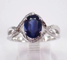 2Ct Oval Cut Lab-Created Sapphire Women's Engagement Ring 14K White Gold Plated