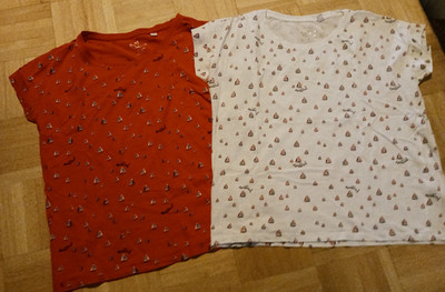2x Esprit Shirts Organic Cotton mit kleinem Muster Segelboote M