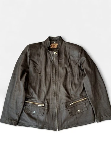 ​Womens Mens Unisex Genuine Brown Leather Vintage Jacket Jacket Size 56 video thumbnail