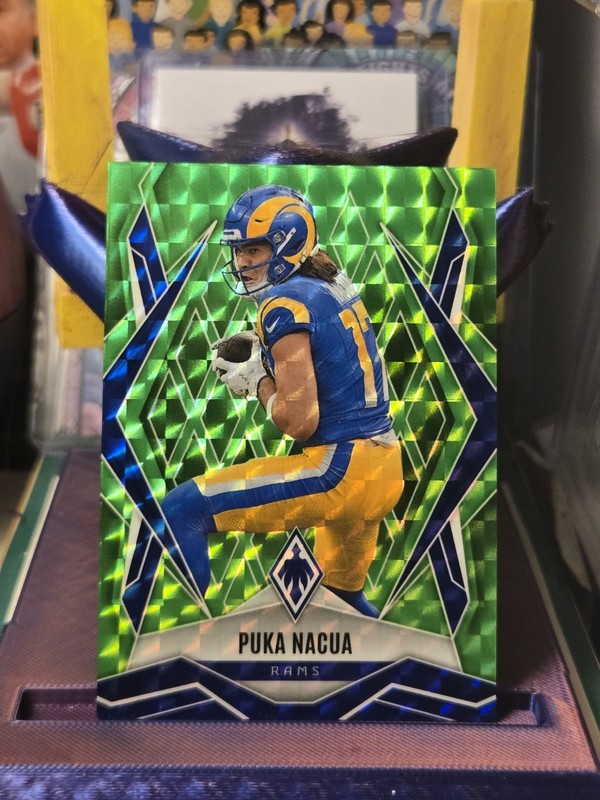 2025 Panini Phoenix Football /285 Puka Nacua Lime Green Pyramids #119 Rams