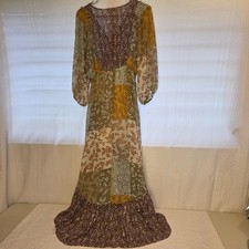 Umgee USA Patchwork Floral High Low Dress Medium Boho Cottagecore Festival *READ