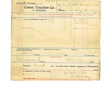 Union Traction Co Philadelphia 1898 Accounts Payable Voucher $143790 71