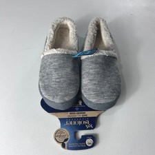 Isotoner Signature Womens Medium 6.5-7.5 Grey Memory Foam Slippers 8233K New