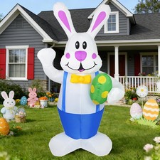6FT Easter inflatables Bunny Outdoor Decorations LED Lighted Blow Up Rabbit