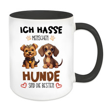 Lustige Hunde Sprüche Tasse, Ich hasse Menschen A7238