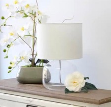 Simple Designs 13 inch Modern Clear Glass Table Lamp with Fabric Shade