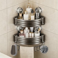 Corner Shower Caddy,Suction Cup Shower Bathroom Wall Shelf,No Drill Aluminum Org