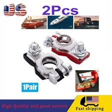 2X CAR BATTERY TERMINAL CLAMP CONNECTORS POSITIVE NEGATIVE RELEASE DISCONNECT