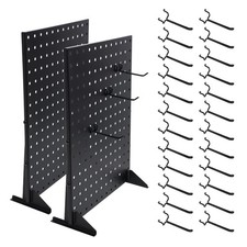 2Pcs Metal Pegboard Display Stand with 24 Peg Hooks for Craft Shows  Fairs,B...