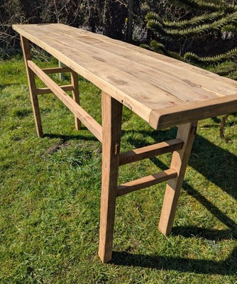 Hervorragender rustikaler Vintage-Konsolentisch aus recyceltem Ulmenholz mit 5 Dielen - Lieferung möglich 