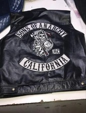 Handmade Jax Teller SOA Leather Vest Sons of Anarchy Style Biker Club Vest Men's