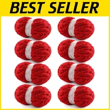 8 Pack Chunky Yarn for Hand Knitting - Red