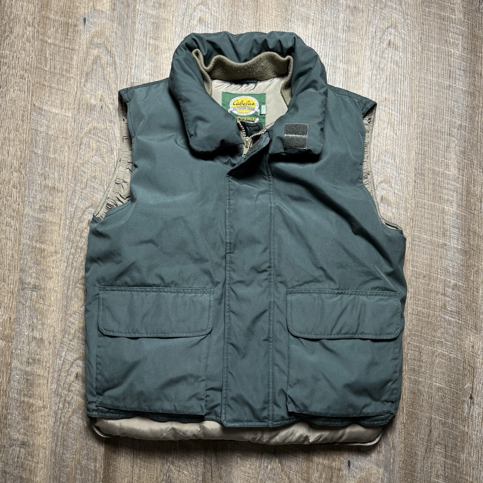 Vintage 90s Cabelas Premium Northern Goose Down Puffer Vest Medium Pockets
