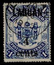 NORTH BORNEO - Labuan EDVII SG137, 4c on $1 blue, FINE USED. Cat &pound;42. CDS