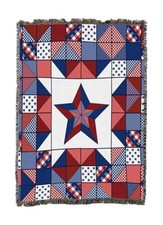 50x60 Patchwork Quilt - Americana Gift Tapestry Throw - Red, White, Blue