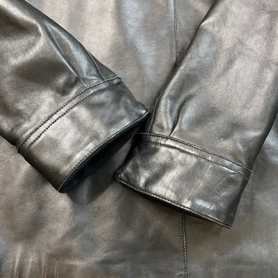 Armani Collezioni Jacket Mens 44 Black Lambskin Leather Full Zip