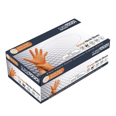Supertouch ORANGE Einweghandschuhe Nitril Diamond Grip strapazierfähig DOPPELSEITIG