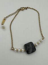 Adj 8.25-9.5  (Large) Larvikite & Glass Pearl...