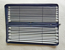 Vtg Susan Bates 10" Knitting Needles Complete Set w/Original Zippered Case