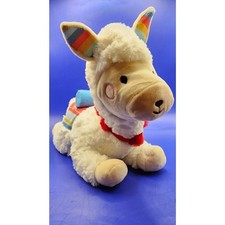 FAO Schwarz 15  Llama Alpaca Plush Stuffed Animal Stripped Blanket Red Collar