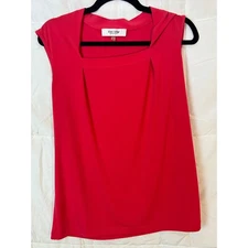 JONES STUDIO SEPARATES Womens Red Sleeveless Asymmetrical Neck Top Shirt Size M