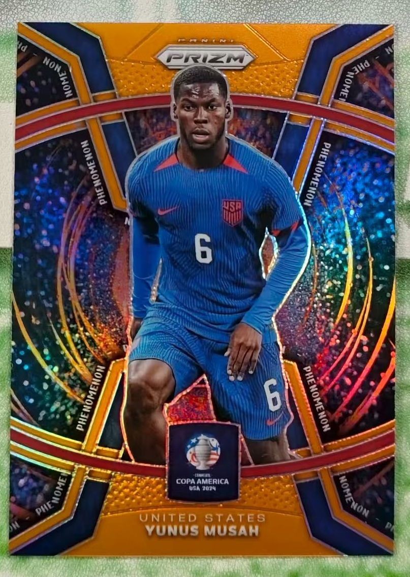 2024 Panini Prizm Copa America Yunus Musah Phenomenon Orange 14/25 USA USMNT