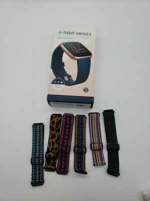 Fitbit Versa 2 Fitness Smartwatch - Emerald Green / Copper Rose Gold 6 Bands