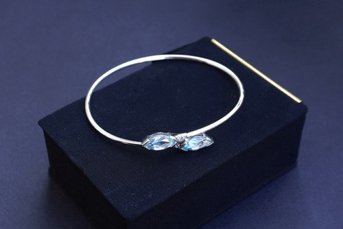 Braccialetto Semi Rigido Oro Bianco 750 Miluna Topazio Diamanti