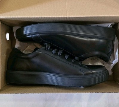 NIB Mens Sneakers Shoes ECCO Soft 60 M All Black Leather Sz 8 42 W 10 11 MSRP220
