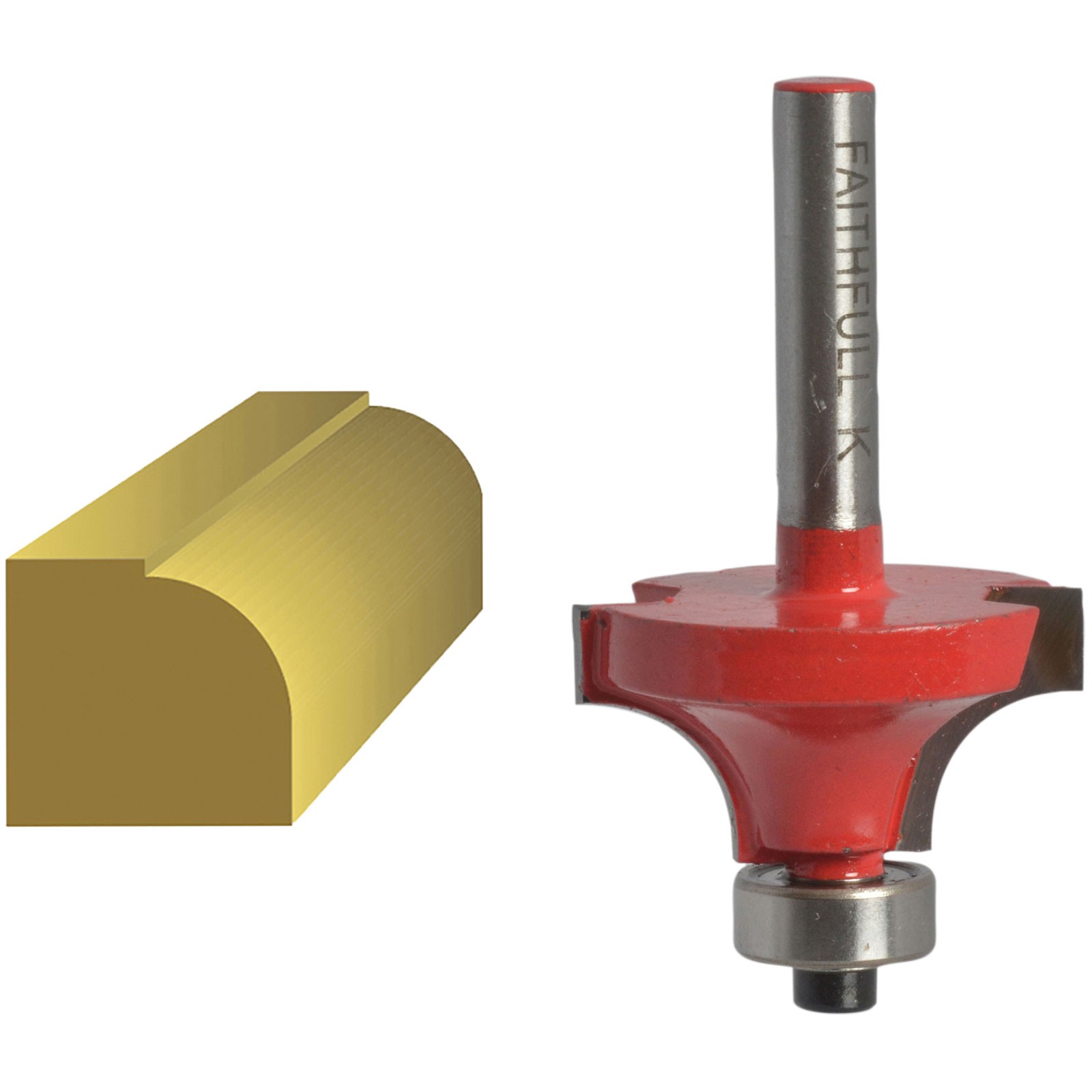 Faithfull Router Bit TCT Rounding Over 15.8mm x 9.5mm 1/4in Shank