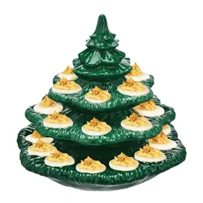 4 Tier Christmas Tree Shape Deviled Egg Platters Trays Holds 26 Holes