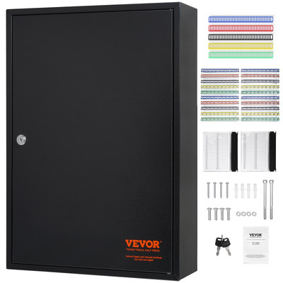 200-Key Cabinet with Adjustable Racks - Secure Key Storage Box for School, Offic