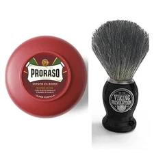 Proraso Shaving Soap Sandalwood Oil Shea Butter 5.2 Oz Badger Brush Set Man Gift