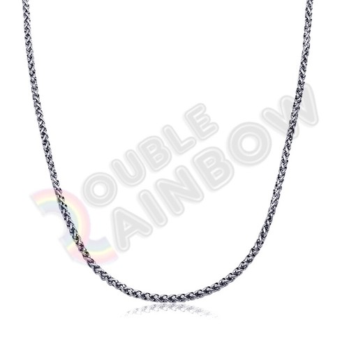 Men Stainless Steel Silver Necklace Wheat Braided Rope Chain 1836